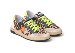 SNEAKER WEEK STAR IN RASO LEOPARDATO CON DETTAGLI FLUO ED EFFETTO USED